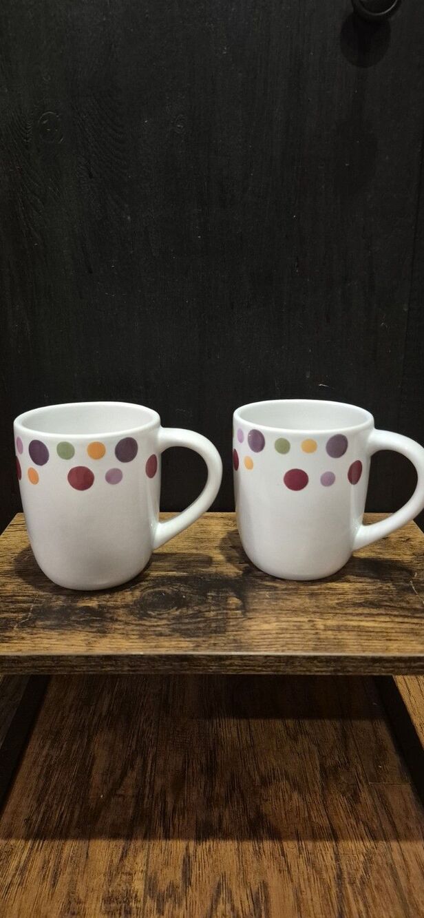 2 Pampered Chef Simple Additions Dot Mug Retired Set Replacements Never Used